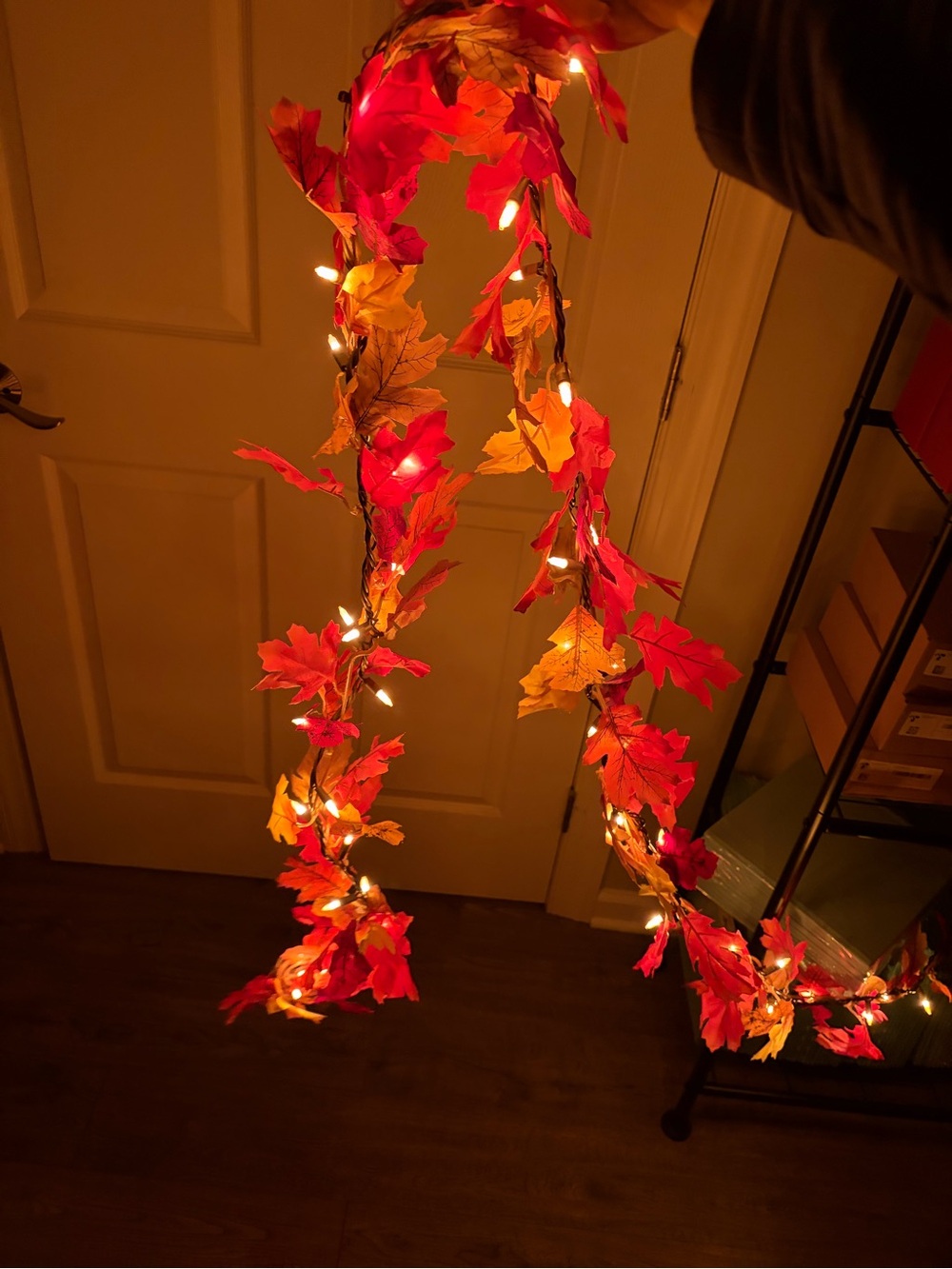 3 pcs Autumn Leaf String Lights Garland - Red & Orange Fall Decor